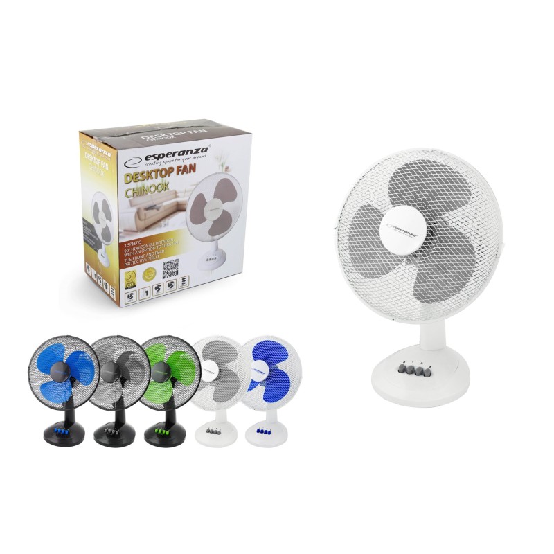 Esperanza EHF003WE, 12'' desk fan, White and Gray Esperanza EHF003WE, 12'' desk fan, White and Gray