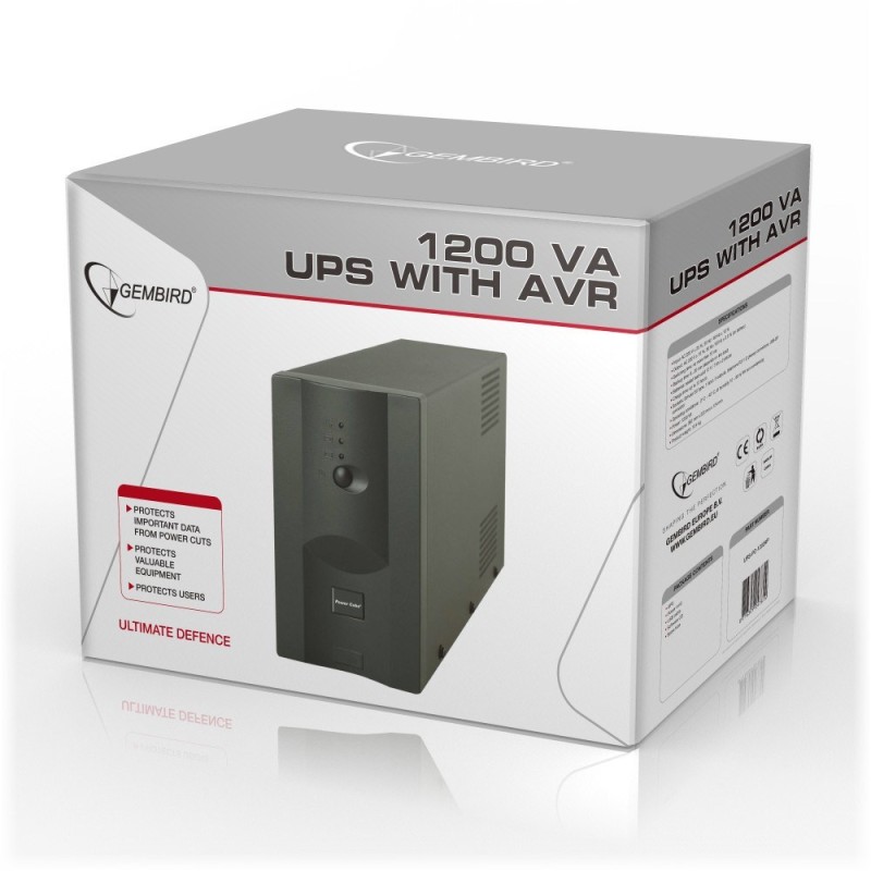 Gembird UPS-PC-1202AP uninterruptible power supply (UPS) Line-Interactive 1.2 kVA 720 W 4 AC outlet(s) Gembird UPS-PC-1202AP uninterruptible power supply (UPS) Line-Interactive 1.2 kVA 720 W 4 AC outlet(s)