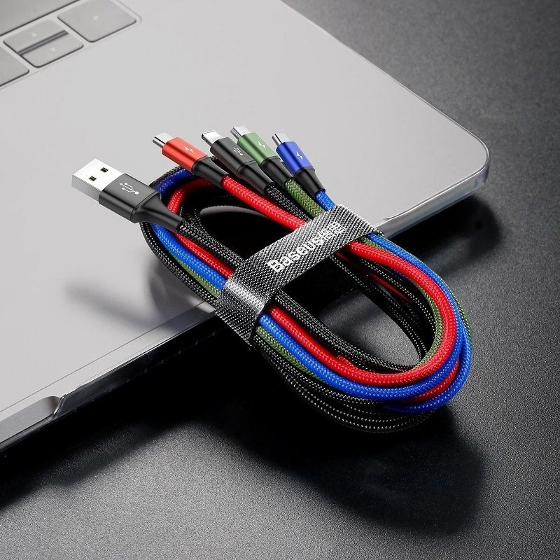 Cable USB Baseus Fast 4in1 2xUSB-C / Lightning / Micro 3.5A 1.2m (black) Cable USB Baseus Fast 4in1 2xUSB-C / Lightning / Micro 3.5A 1.2m (black)