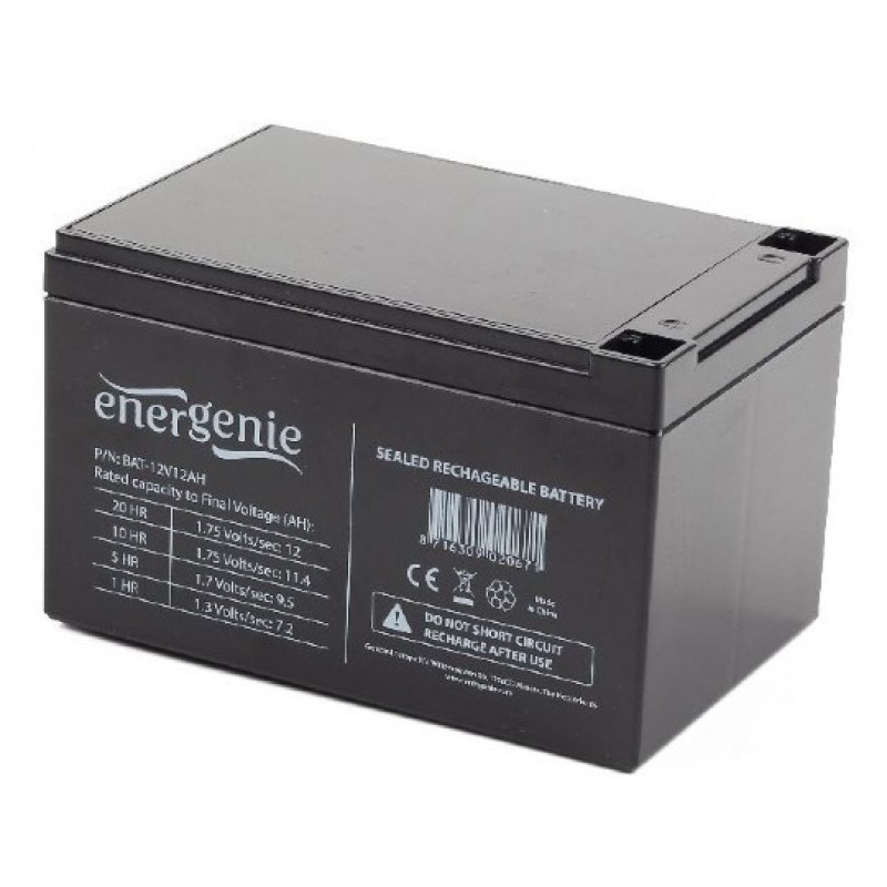 Gembird BAT-12V12AH UPS battery Sealed Lead Acid (VRLA) 12 V 12 Ah Gembird BAT-12V12AH UPS battery Sealed Lead Acid (VRLA) 12 V 12 Ah