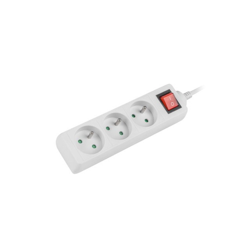 LANBERG POWER STRIP 3M WHITE, 3X 230V PL, WITH SWITCH LANBERG POWER STRIP 3M WHITE, 3X 230V PL, WITH SWITCH
