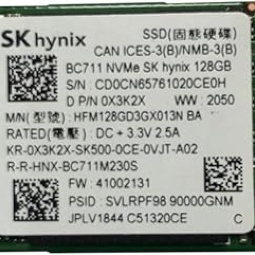 SK hynix BC711 128GB PCIe NVMe M.2 2230 Gen 3 x 4 SSD, 0X3K2X, HFM128GD3GX013N, OEM Package