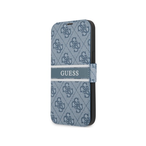 Guess PU 4G Printed Stripe Book CASE pro iPhone 13 Blue