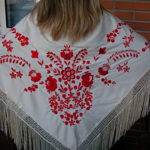 WOMAN SHAWL  FLAMENCO PGBL42 140 CM