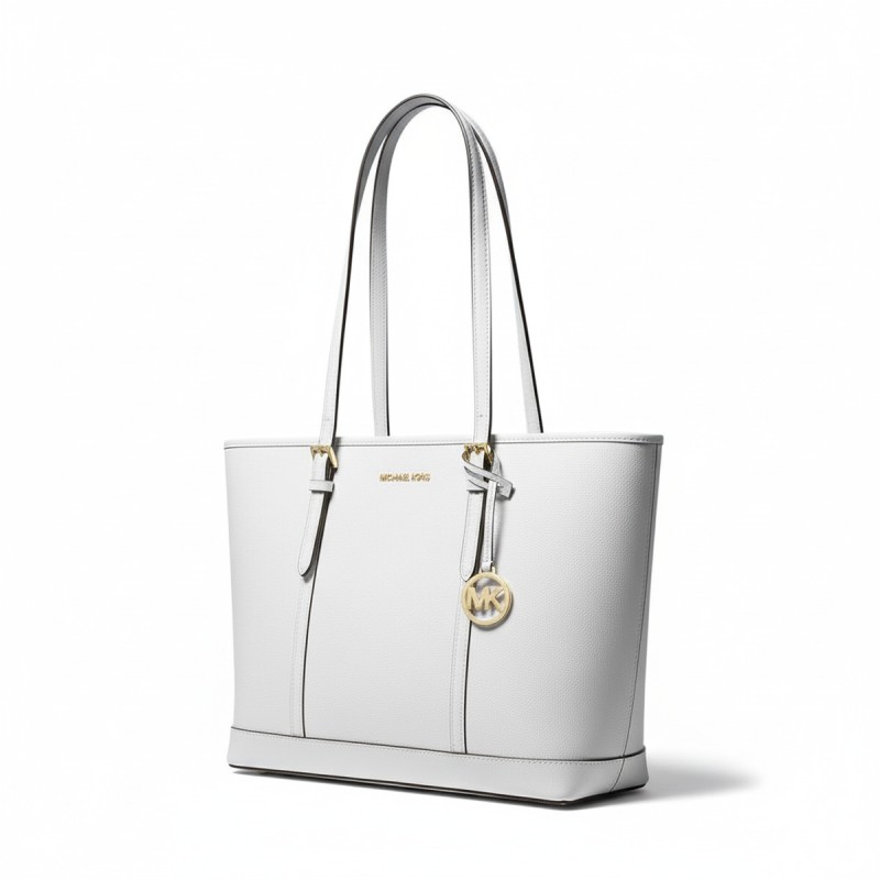 Michael Kors Jet Set Large Leather Tote White