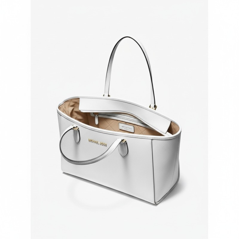 Michael Kors Jet Set Large Leather Tote White