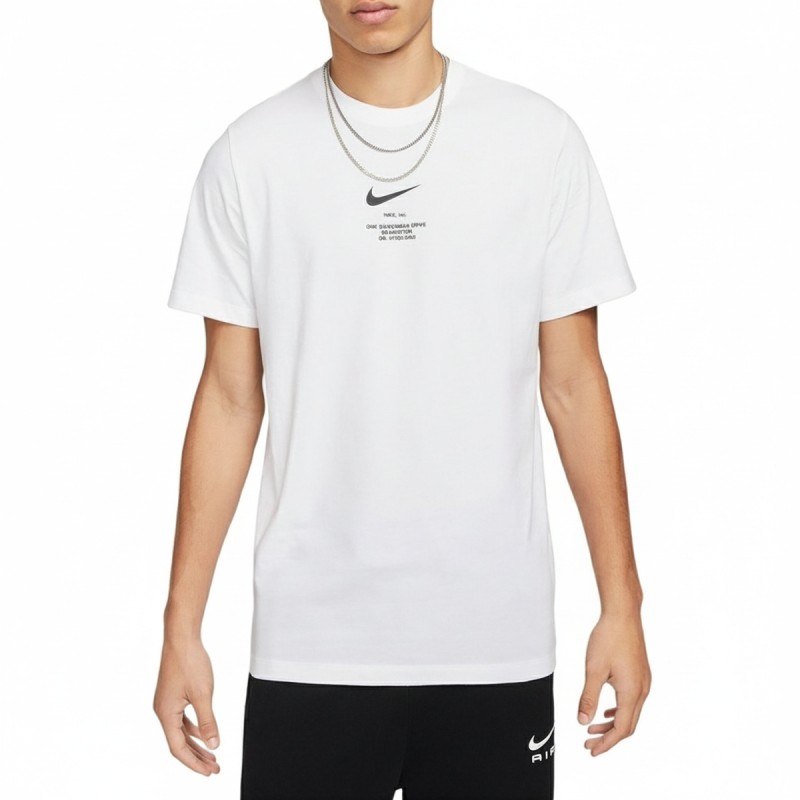 Nike Swoosh Address White Cotton T-Shirt