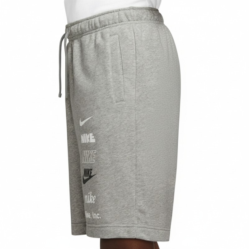 Nike Multi Logo Cotton Fleece Shorts Grey