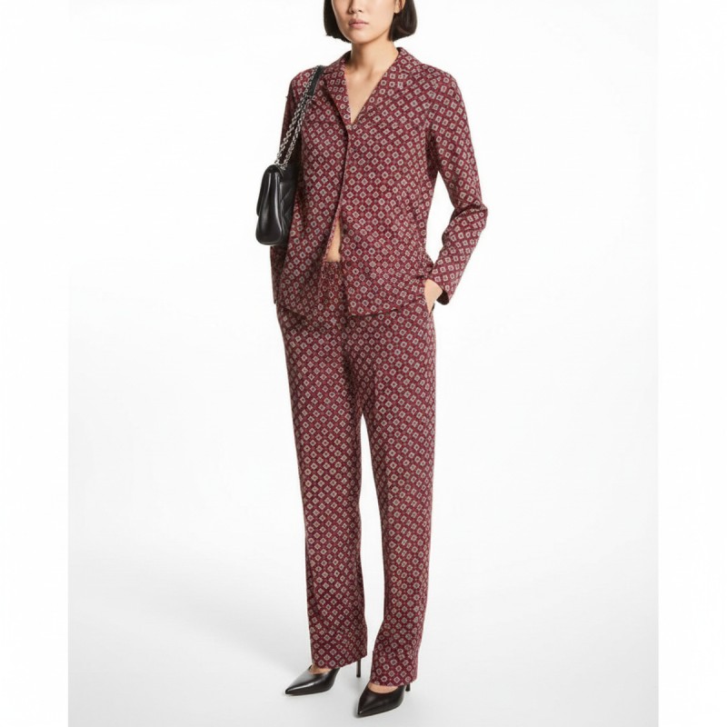 Michael Kors Geometric Print Pajama Set Bordeaux