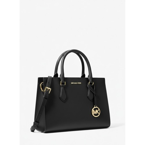 Michael Kors Black Leather Structured Satchel Handbag
