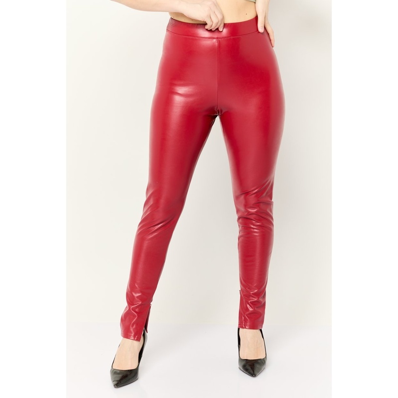 Michael Kors Leather-Look Skinny Pants Red