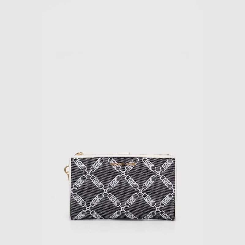 Michael Kors Jet Set Monogram Wallet Black White