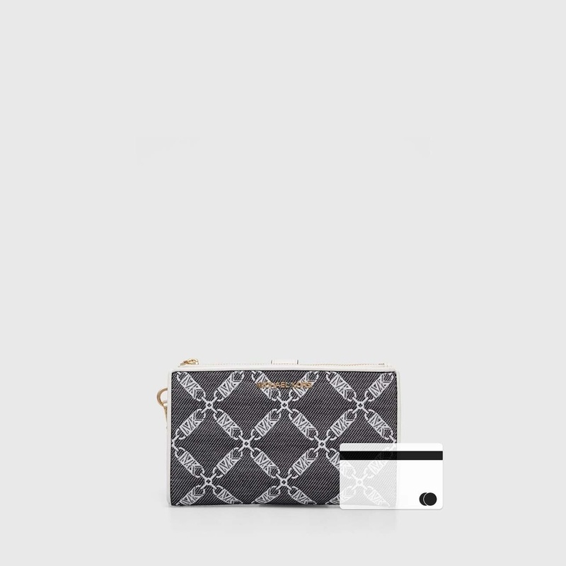 Michael Kors Jet Set Monogram Wallet Black White