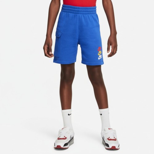 Nike Multi Logo Fleece Cargo Shorts Blue