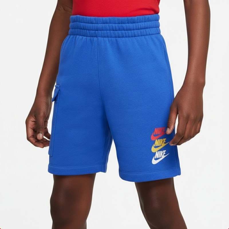 Nike Multi Logo Fleece Cargo Shorts Blue