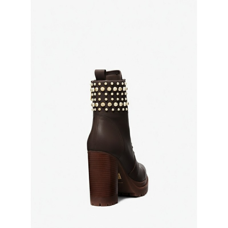 Michael Kors Yvonne Studded Combat Boots Brown