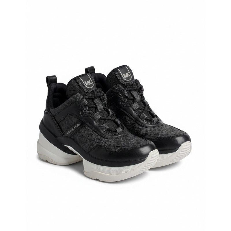 Michael Kors Black Platform Sneakers White Sole