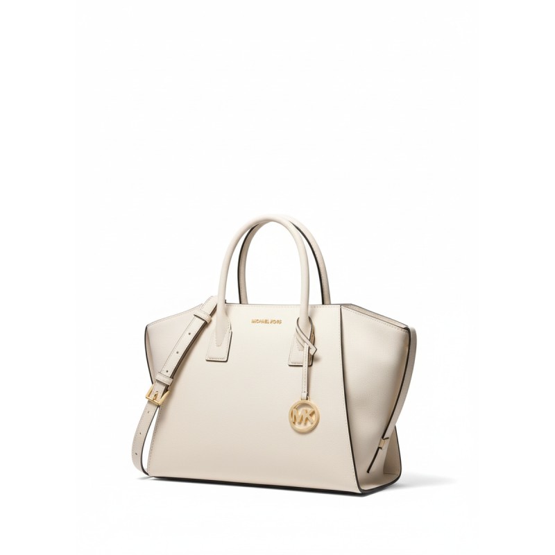 Michael Kors Avril Leather Satchel Cream