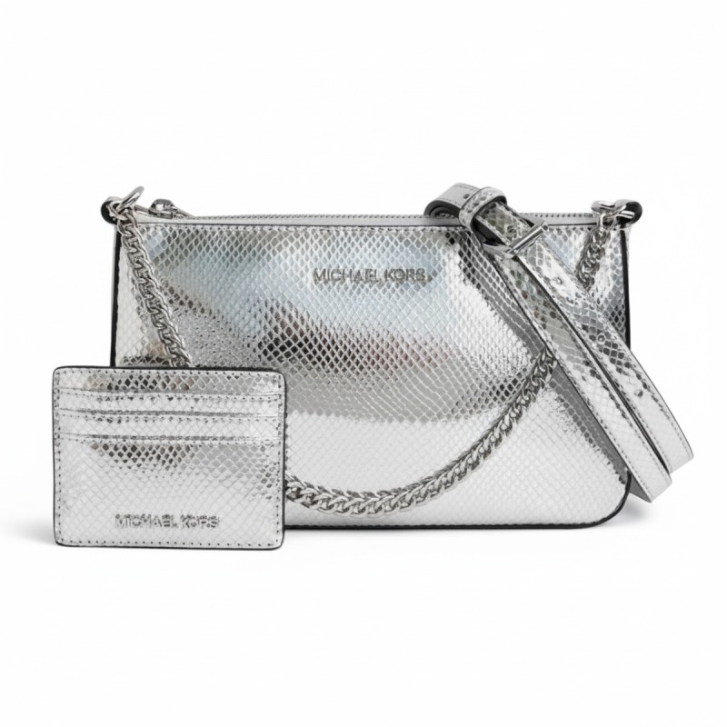 Michael Kors Snakeskin Crossbody Set Silver