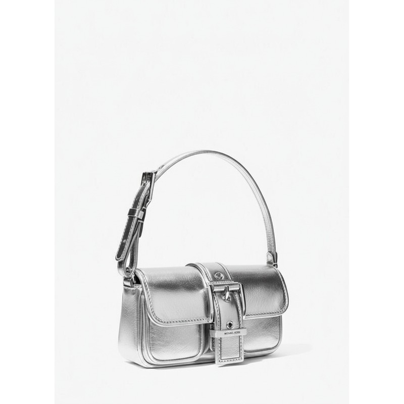 Michael Kors Colby Metallic Crossbody Silver