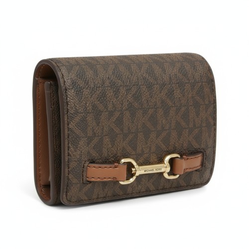 Michael Kors Signature Logo Tri-Fold Wallet Brown