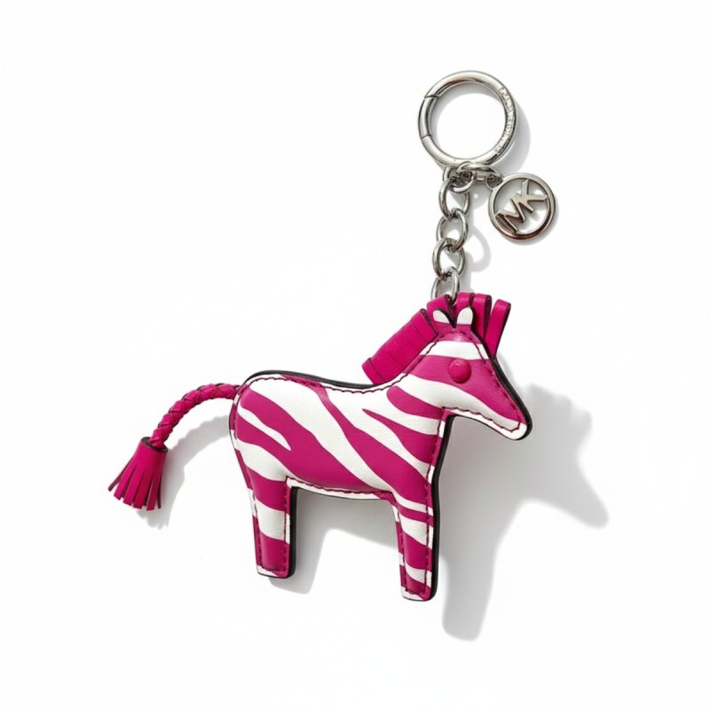 Michael Kors Zebra Print Horse Keychain Pink