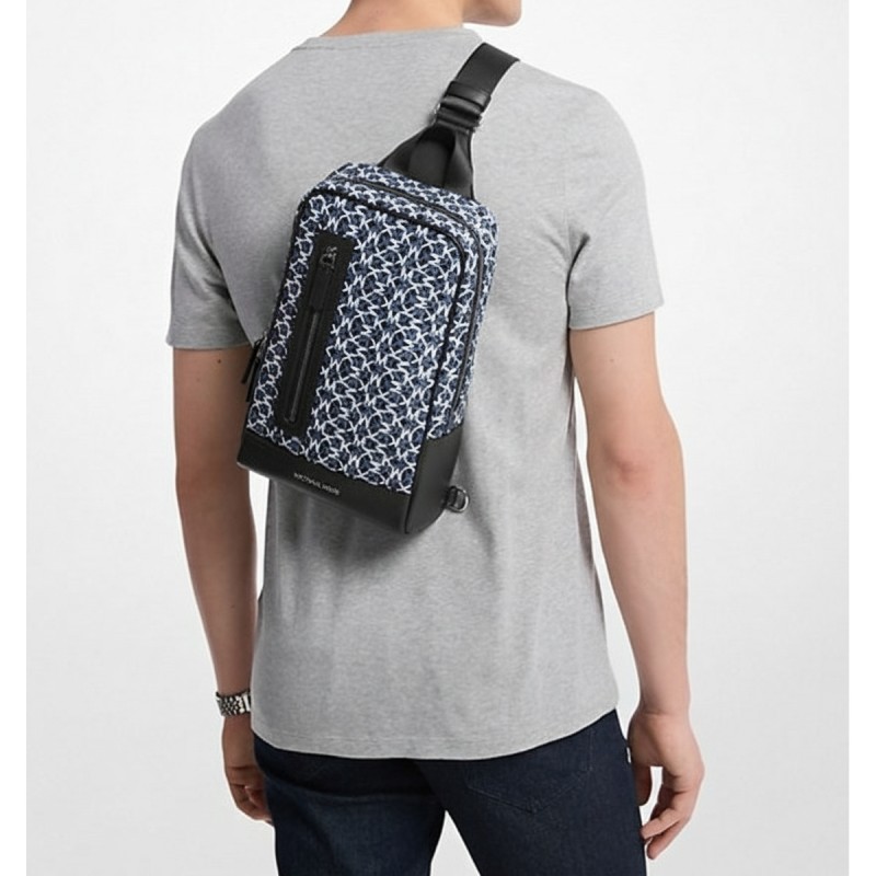 Michael Kors Lautner Monogram Sling Bag Black