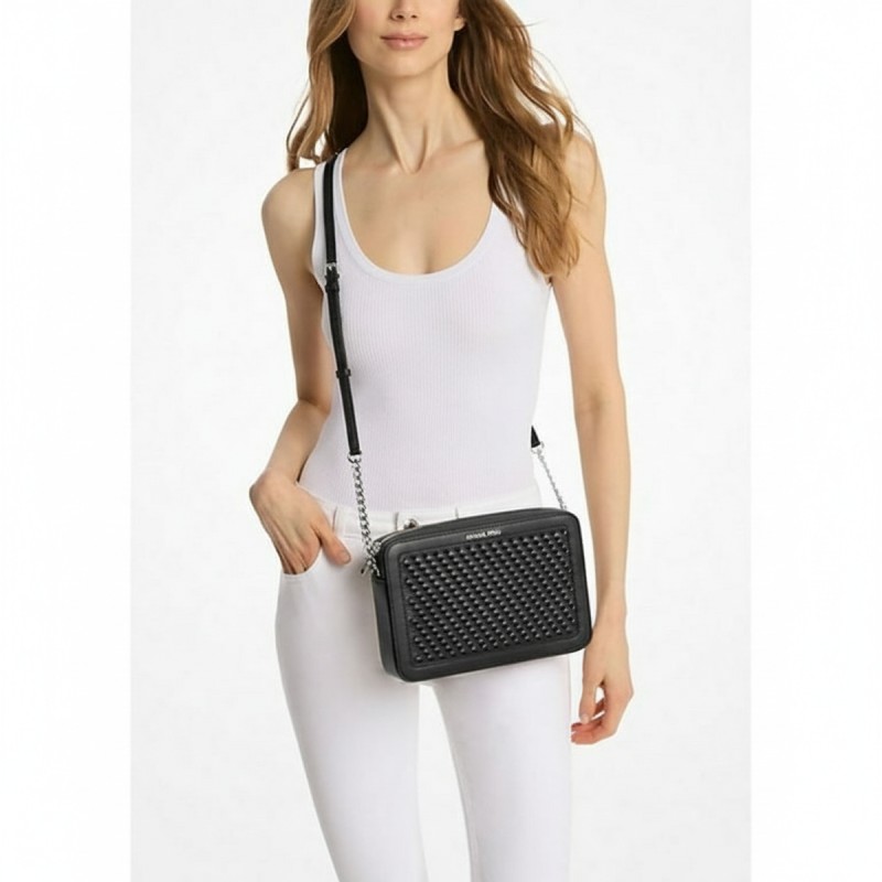 Michael Kors Jet Set Woven Crossbody Black