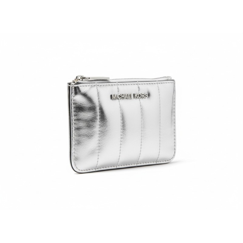 Michael Kors Jet Set Quilted Coin Pouch Silver