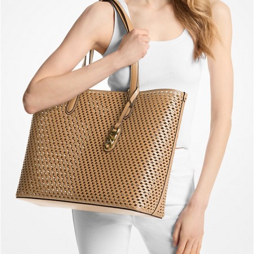 Michael Kors EVA Perforated Tote Beige