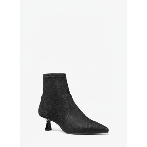 Michael Kors Black Glitter Kitten Heel Ankle Boots