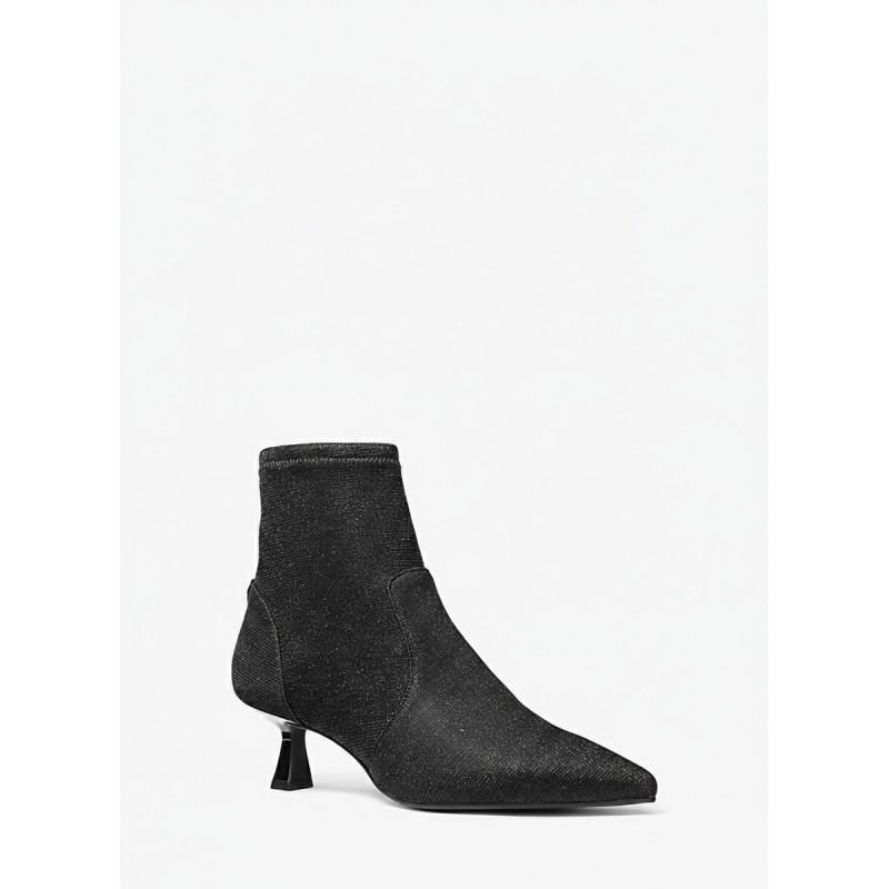 Michael Kors Black Glitter Kitten Heel Ankle Boots