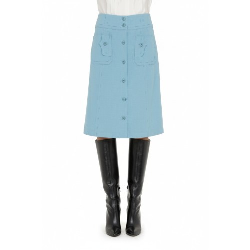 Moschino Button-Front Midi Skirt Light Blue