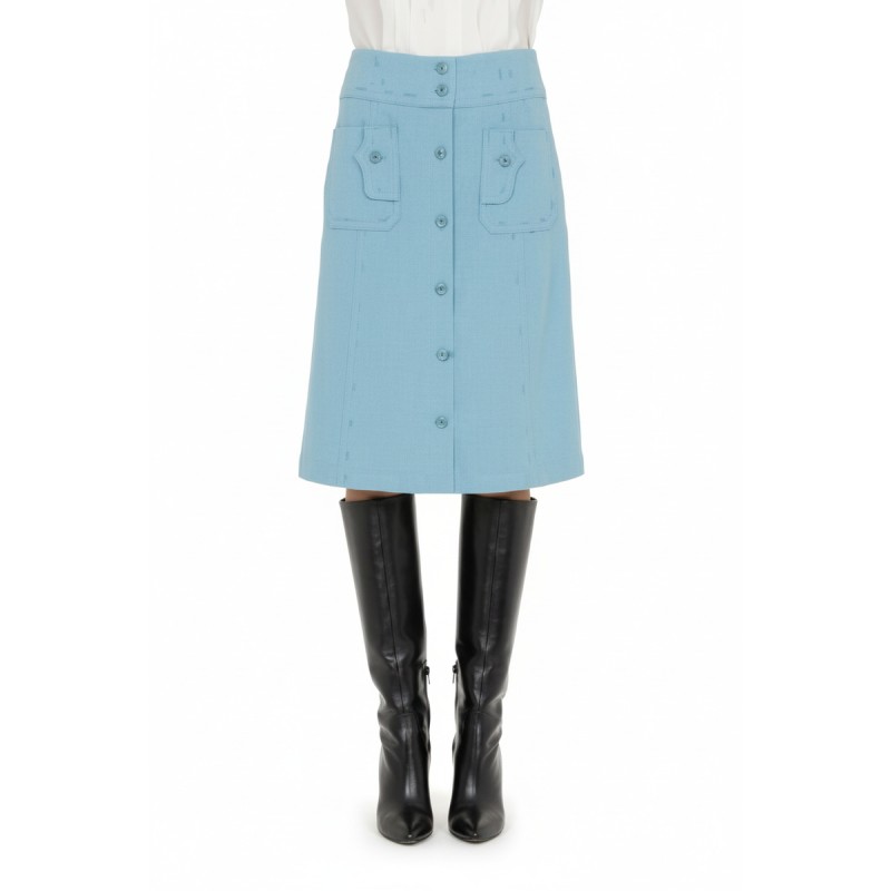 Moschino Button-Front Midi Skirt Light Blue