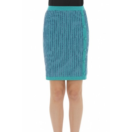 Moschino Ribbed Knit Pencil Skirt Teal