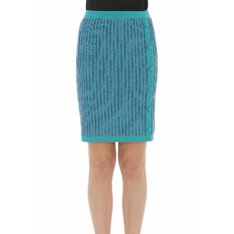 Moschino Ribbed Knit Pencil Skirt Teal