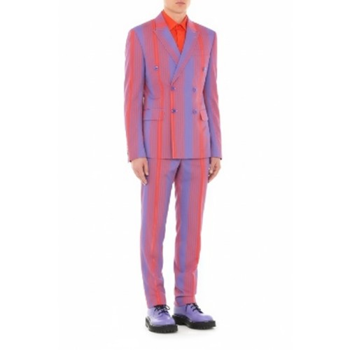 Moschino Striped Double-Breasted Suit Purple Red