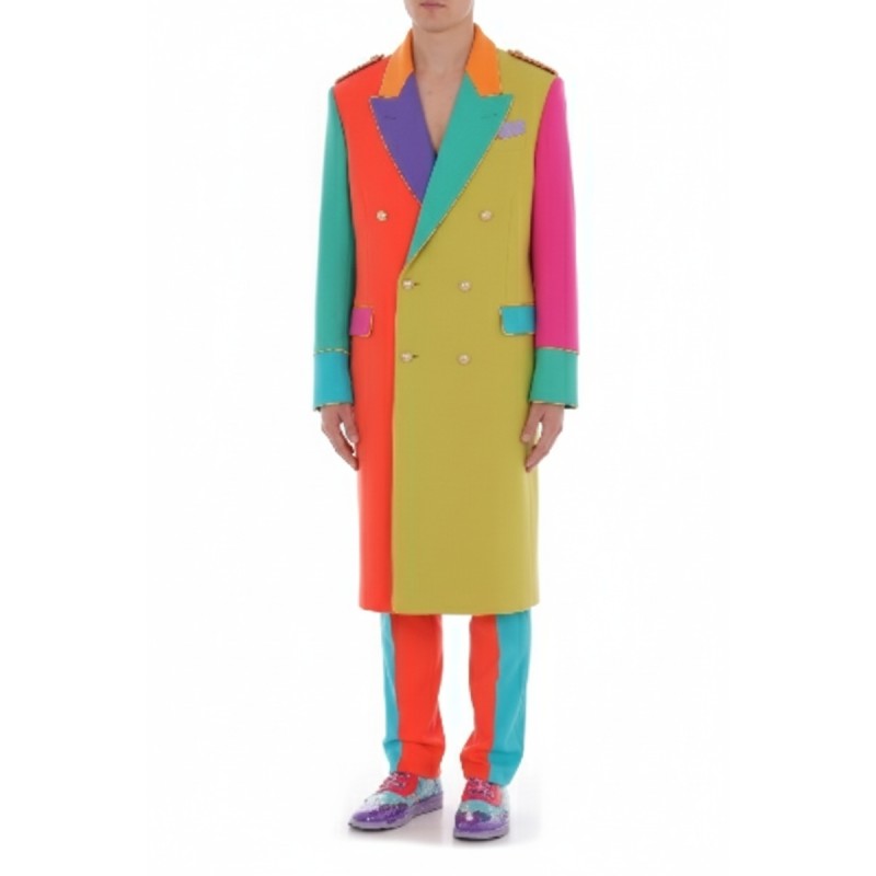 Moschino Colorblock Double-Breasted Coat Multicolor