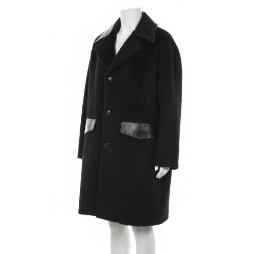 Moschino Studded Wool Blend Coat Black