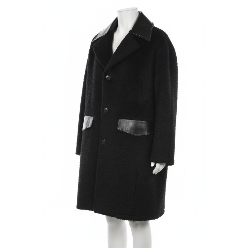 Moschino Studded Wool Blend Coat Black