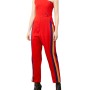 Moschino One-Shoulder Striped Jumpsuit Red
