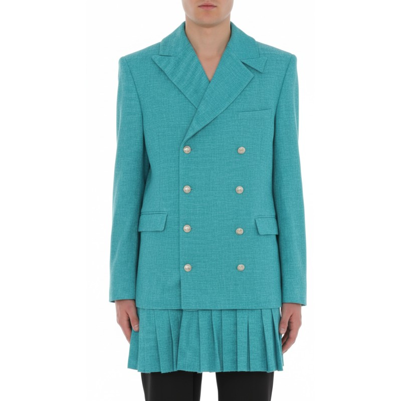 Moschino Turquoise Double-Breasted Blazer Dress