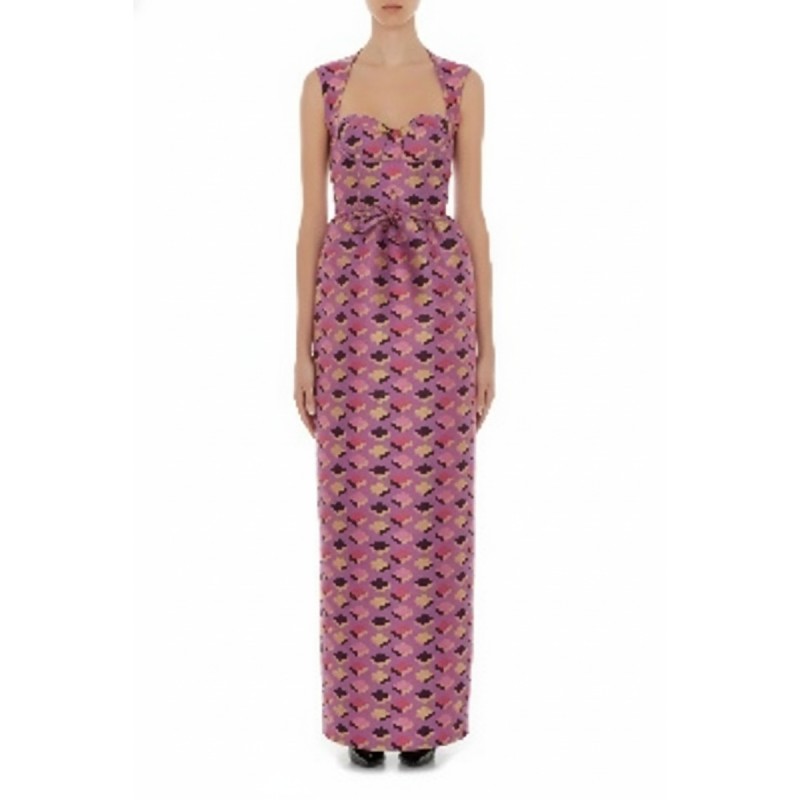 Moschino Purple Scale Pattern Maxi Dress