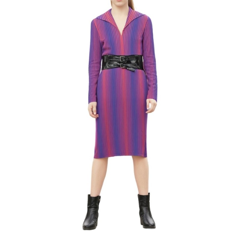 Moschino Striped Midi Shirt Dress Purple