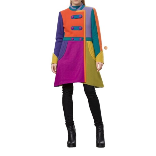 Moschino Multicolor Patchwork Military Coat