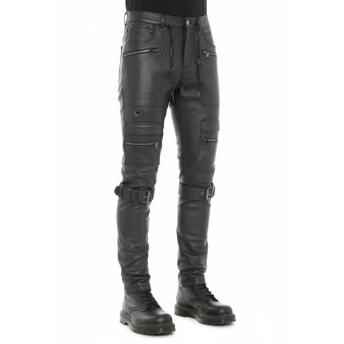 Moschino Combat Cargo Leather Pants Black