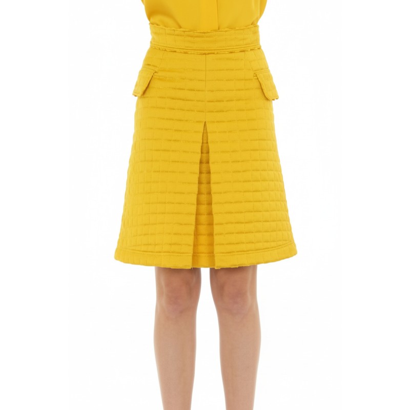 Moschino Quilted Yellow Midi Skirt