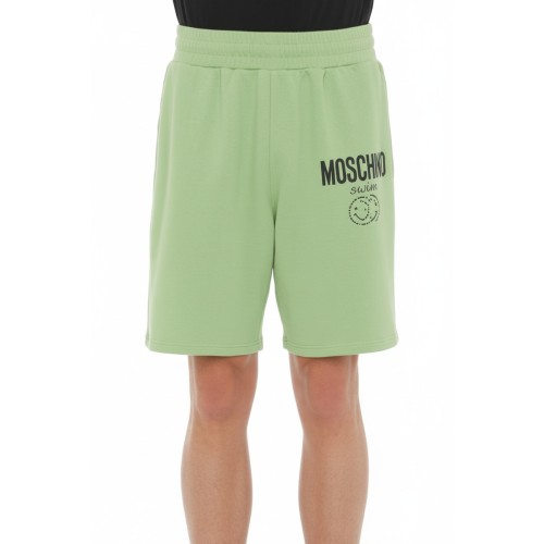 Moschino Swim Logo Cotton Shorts Green