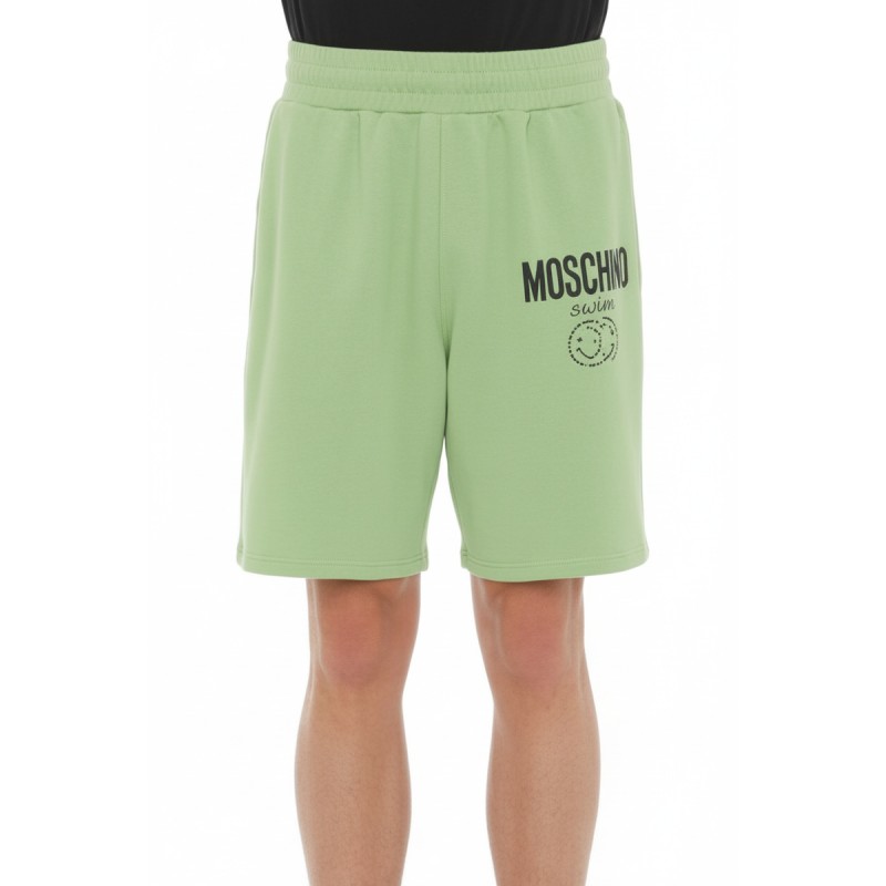Moschino Swim Logo Cotton Shorts Green