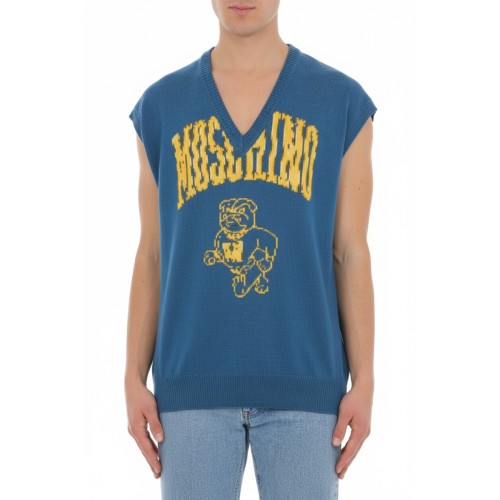 Moschino Collegiate Knit Vest Blue